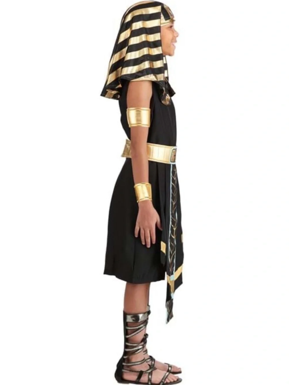 Dark Pharaoh Kid's Costume, Kids size Large, No arm cuffs & Staff in package.